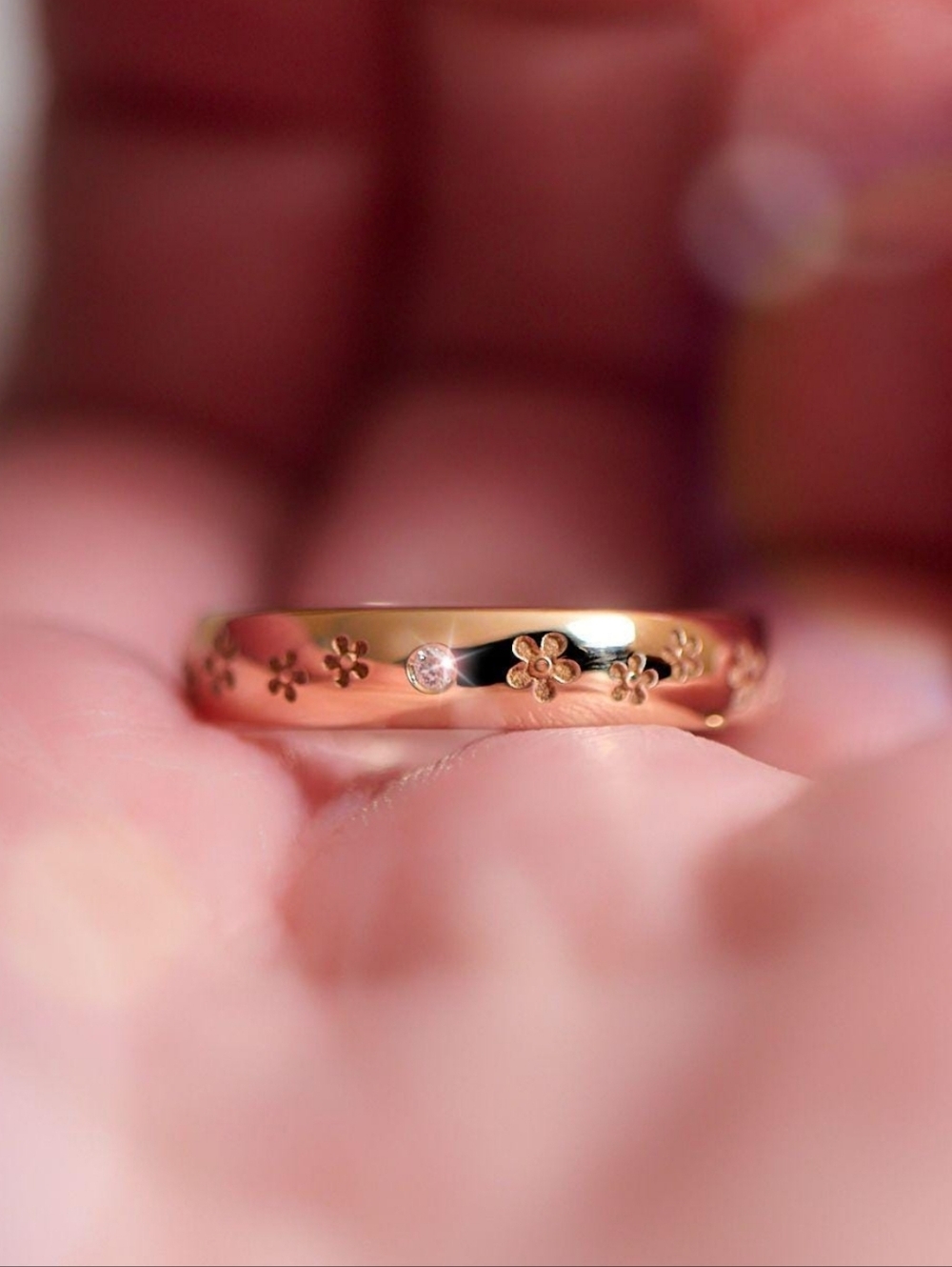 14k & Diamond Cherry Blossom Sakura Ring